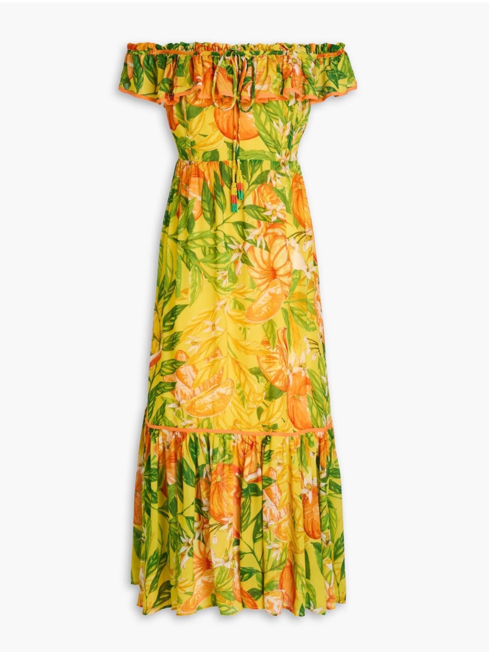 Farm Rio Off-the-shoulder floral-print georgette midi dress